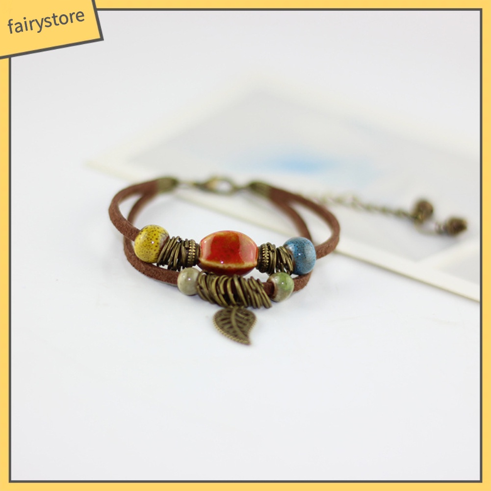 Vòng Tay Da Giả Hai Lớp Đính Hạt Gốm Sứ [Fairy1] [Fairy1]