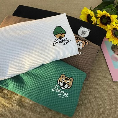 Áo Phông Chất Tổ Ong Thoáng Mát NAD Unisex - Áo Thun Tay Lỡ Nam Nữ OverSize Form Rộng thêu hình động vật dễ thương