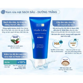 Kem Rửa Mặt Dưỡng Trắng Da Hadalabo Prefect White 80G