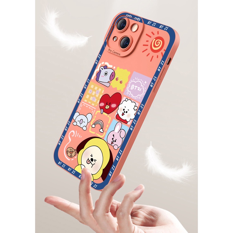 Ốp Điện Thoại Viền Vuông In Hoạt Hình BT21 Cho Samsung Galaxy S23 Ultra S23 + A04E A04 4G A14 A34 A54 5G A11 A50 M12