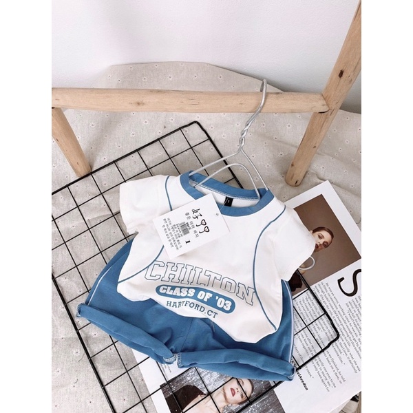 Set Bộ Ngắn tay Cotton Hình chữ CHILTON CLASS OF ‘03 Trẻ em dành cho Bé trai, Bé gái 8-18kg