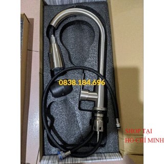Vòi rửa chén bát Nóng Lạnh đa năng dây rút inox 304