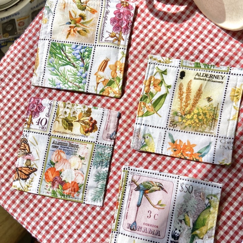 Miếng lót ly , lót cốc vải cotton thấm hút tốt nhiều mẫu vintage style châu âu handmade