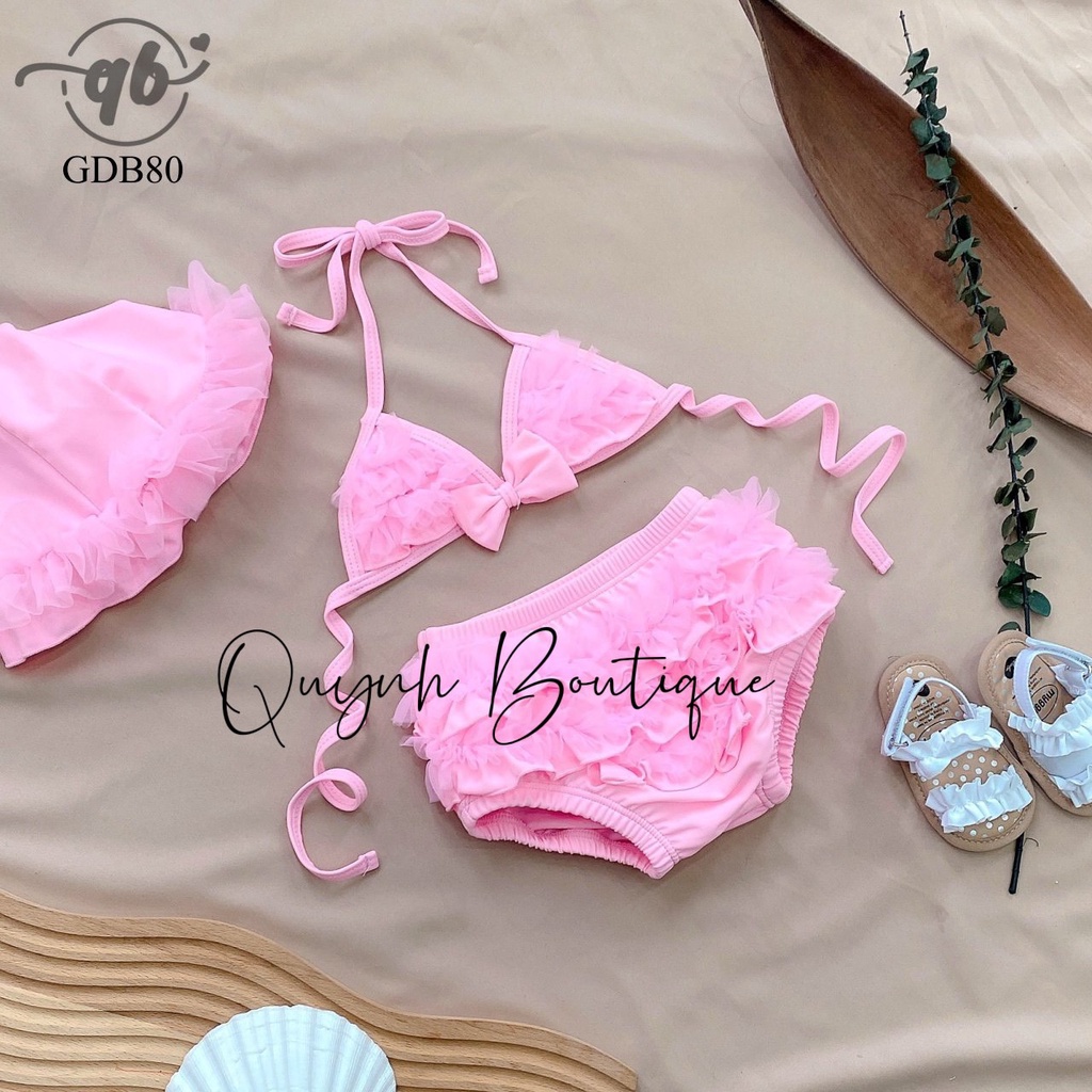 Đồ bơi trẻ em Quỳnh Boutique bikini bé gái kèm mũ