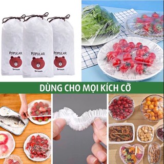 Combo 100 màng bọc thực phẩm, túi bọc thực phẩm nilong có chun co giãn, tái sử dụng-GTH MART