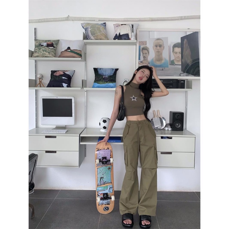 COZOK Áo Sát Nách Dáng Ôm In Hình Đầu Lâu Cá Tính Quyến Rũ