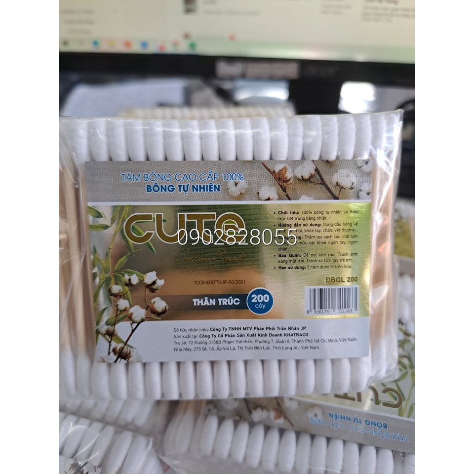 TĂM BÔNG THÂN GỖ CAO CẤP CUTE. BỊCH 200 CÂY