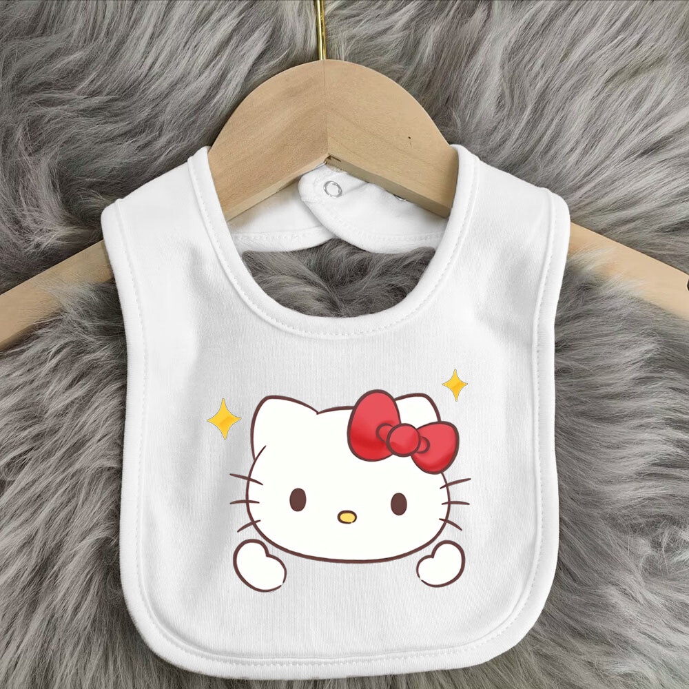 Hello kitty Yếm Ăn cotton In Hình Mèo kitty Đáng Yêu Cho Bé