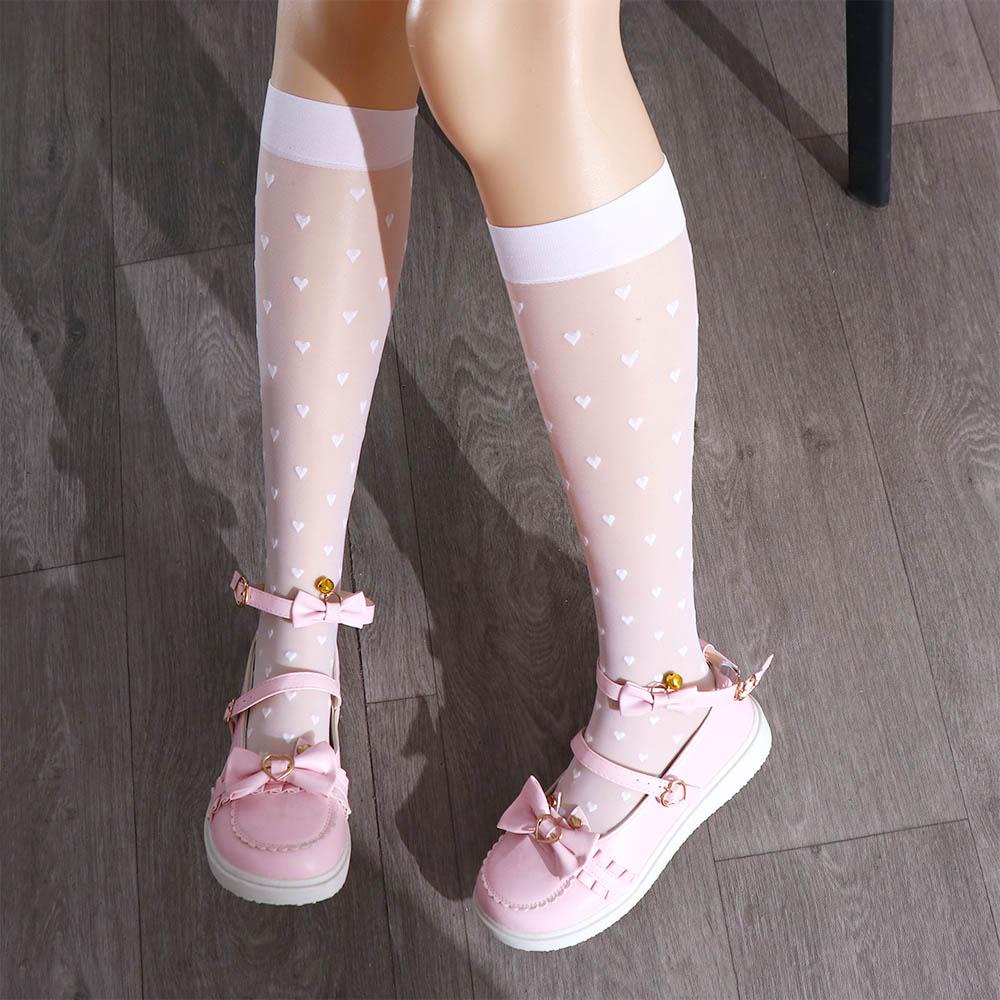 AROMA Vớ Dài Siêu Mỏng Họa Tiết Trái Tim Thủy Tinh Phong Cách Lolita Ngọt Ngào Cho Nữ