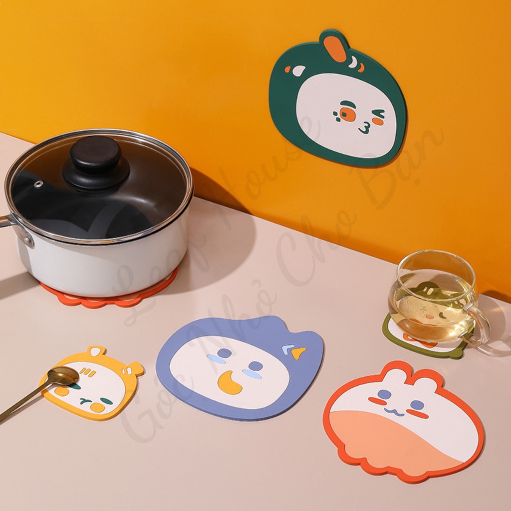 Lót nồi, lót ly chống trượt bằng silicon siêu bền phong cách hoạt hình cute