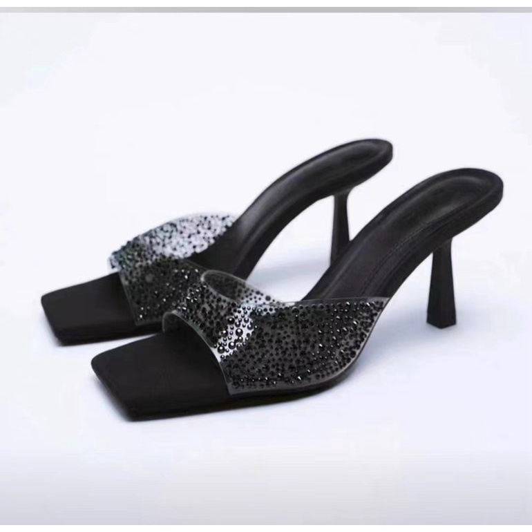 Giày Cao Gót Trong Suốt Mũi Vuông Size Lớn 36-42