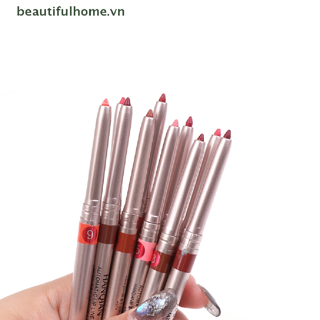 Bút Kẻ Viền Môi 10 Màu Lì Tự Động Xoay Chống Thấm Nước Lâu Trôi