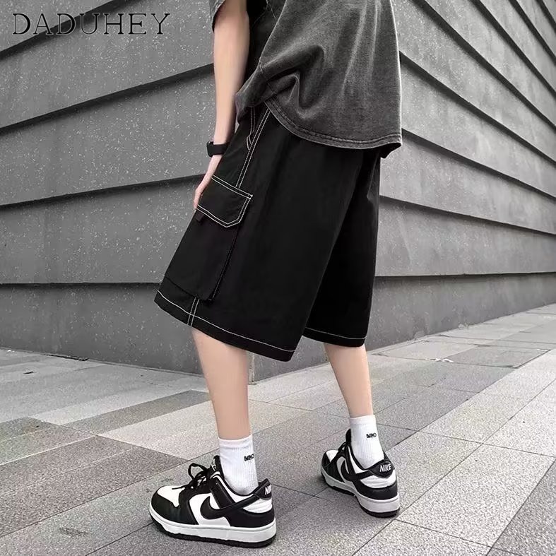 DaDuHey Men's 2023 Korean Style Fashion Brand Casual Shorts Ins Trendy Loose All-Match Cropped Pants