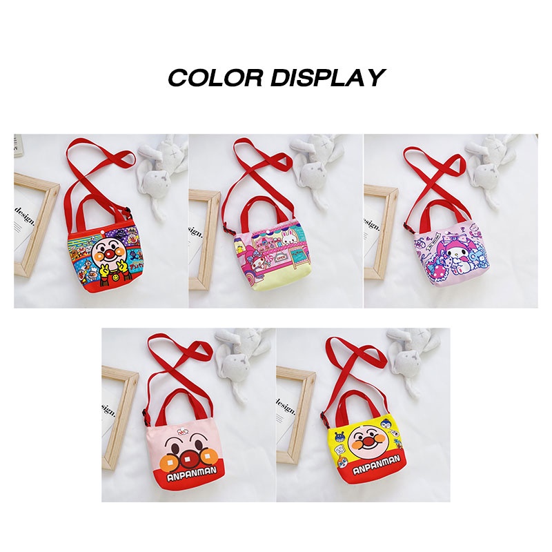 Túi đeo vai IQ ANGELbằng vải canvas trọng lượng nhẹ in họa tiết hoạt hình dễ thương thời trang cho bé trai bé gái