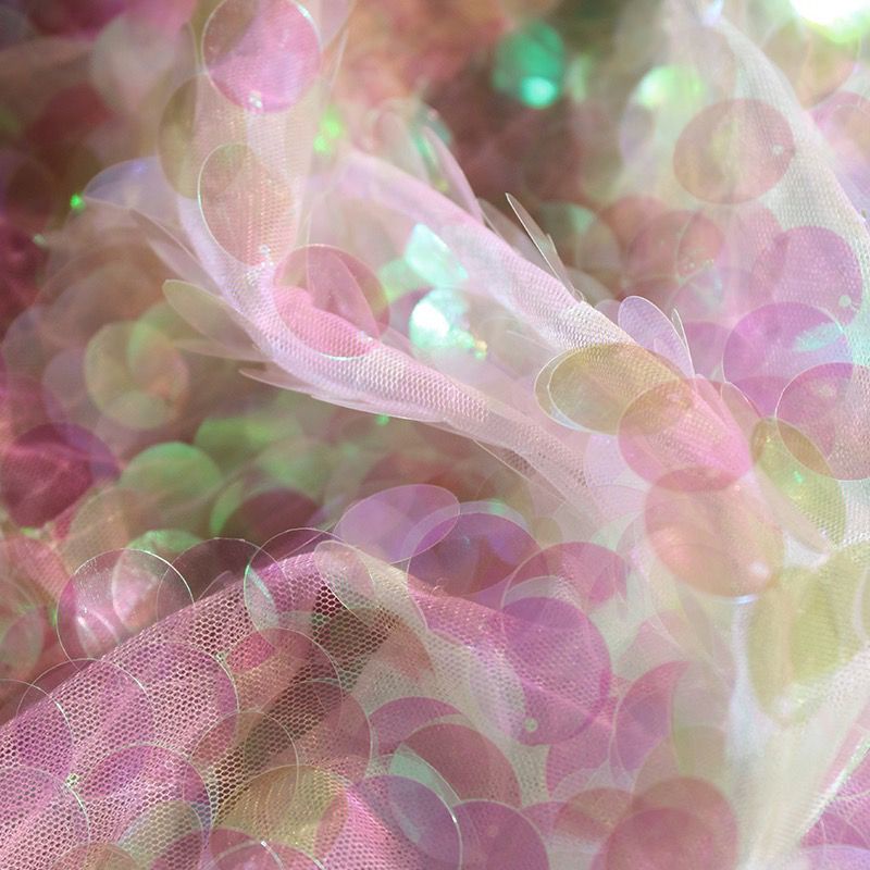 Vải Lưới Đính Hạt Kim Sa Hình Vảy Cá 0.5m * 1.5m Trang Trí Váy Cưới