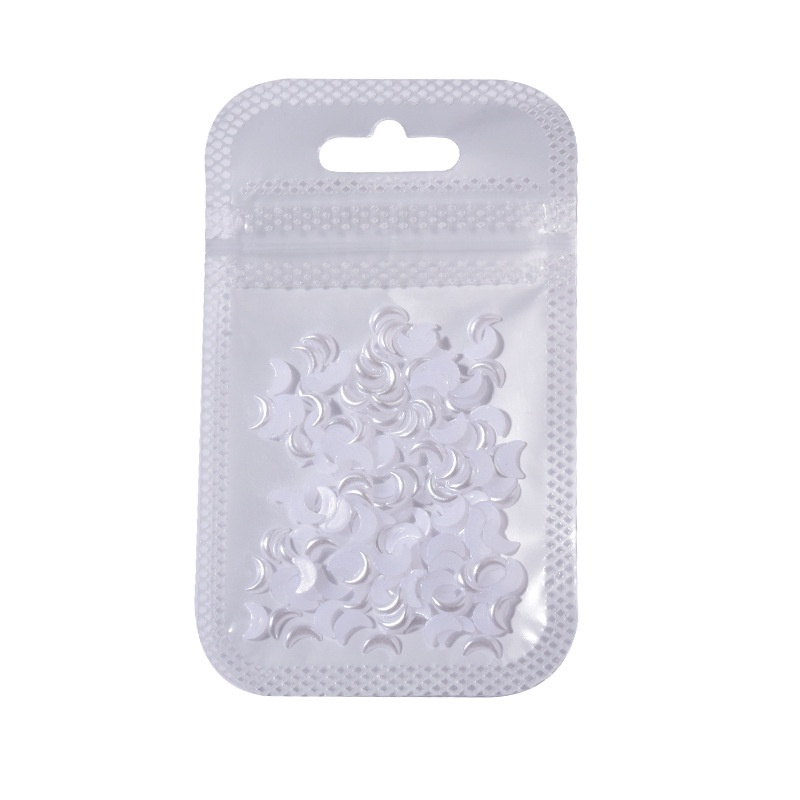 Set 200 Phụ Kiện Trang Trí Móng Tay Hình Trăng Sao Màu Trắng Đính Ngọc Trai