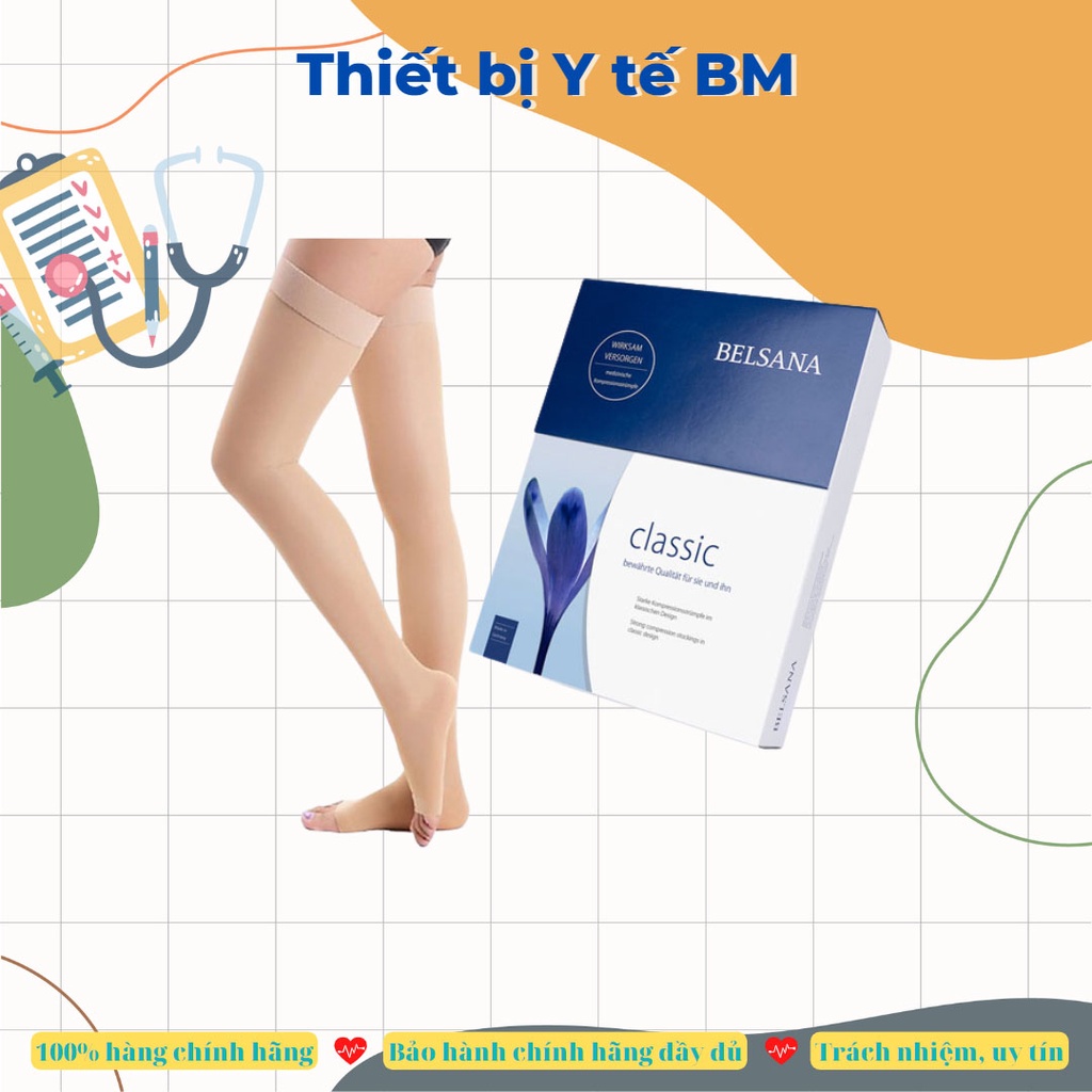 Vớ đùi y khoa Belsana Classic AG sản xuất tại Đức phòng ngừa suy giãn tĩnh mạch đeo thoáng êm ái -Tbyt BM