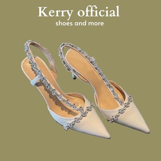 Giày cao gót tiểu thư KERRY mũi nhọn vải lụa ôm chân phong cách sang chảnh