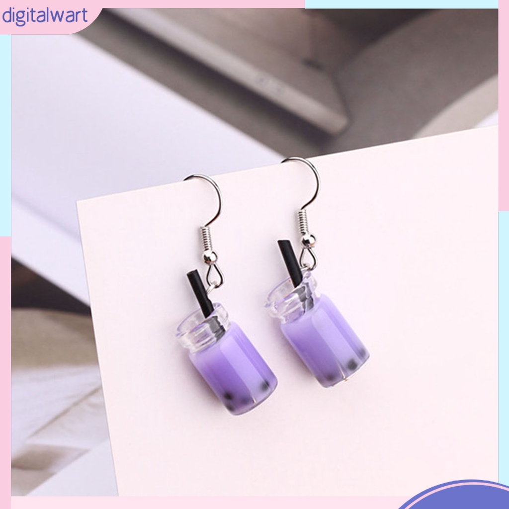 1 Đôi Bông Tai Móc Hình Ly Trà Sữa Thủy Tinh Không Gây Dị Ứng Dễ Thương Thời Trang Cho Nữ