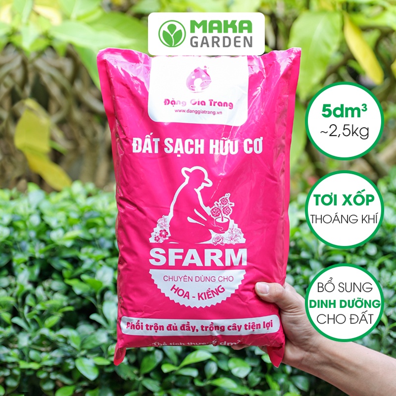 Đất Sạch Hữu Cơ Trồng Hoa Kiểng Sfarm Cao Cấp - Túi 2.5kg - Chuyên Dùng Cho Hoa Kiễng