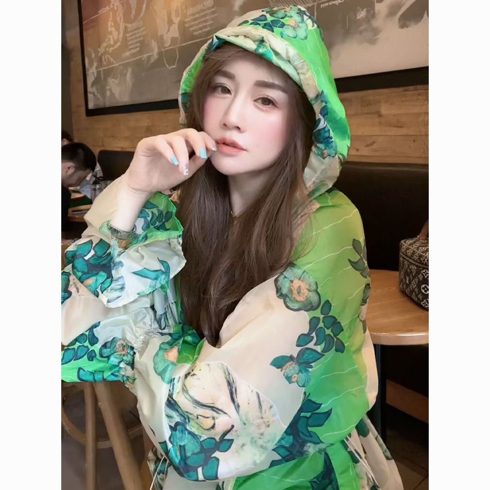 Áo Khoác Chống Nắng Gió Dáng Rộng Cỡ Lớn In Họa Tiết Mới Cho Cặp Đôi