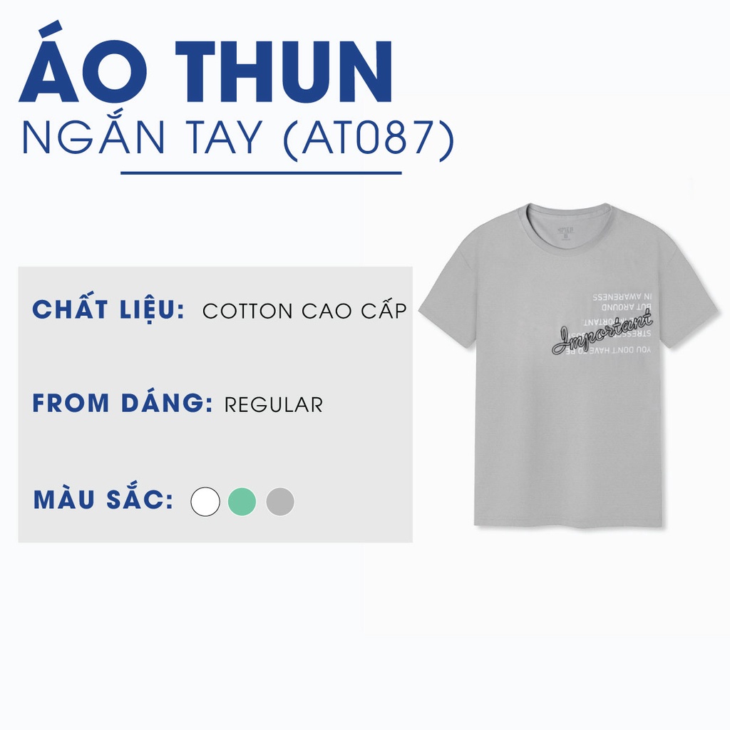 Áo thun nam in chữ 4MEN AT087 cổ tròn, ngắn tay, form suông, vải cotton dày dặn, thoáng mát, co giãn, trẻ trung