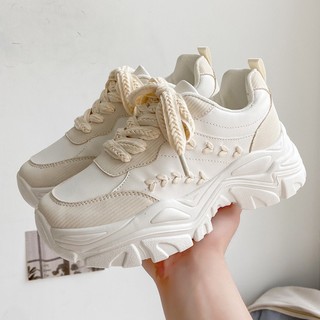 Giày thể thao sneaker nữ độn đế 5cm màu trắng và đen