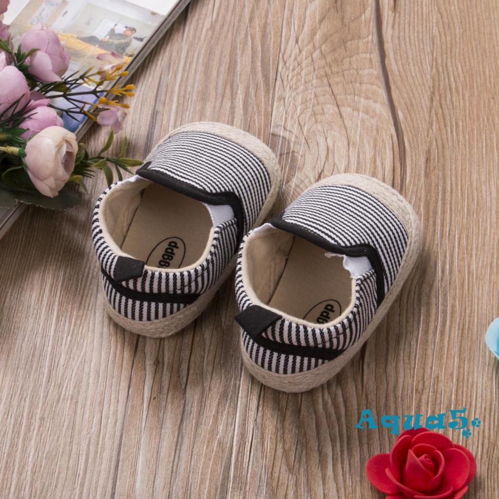 Aqq-giày Tập Đi Đế Mềm Màu Trơn / Sọc / Kẻ Ô Chống Trượt Mùa Xuân Hè Cho Bé Trai Sơ Sinh