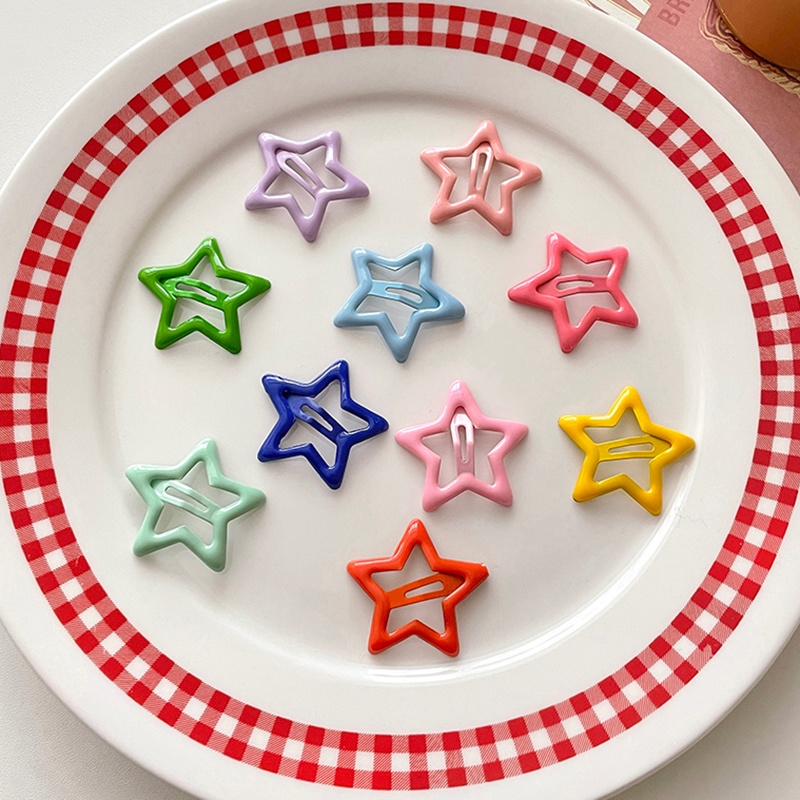 Set 10 Kẹp Tóc Hình Ngôi Sao / Trái Tim Dễ Thương