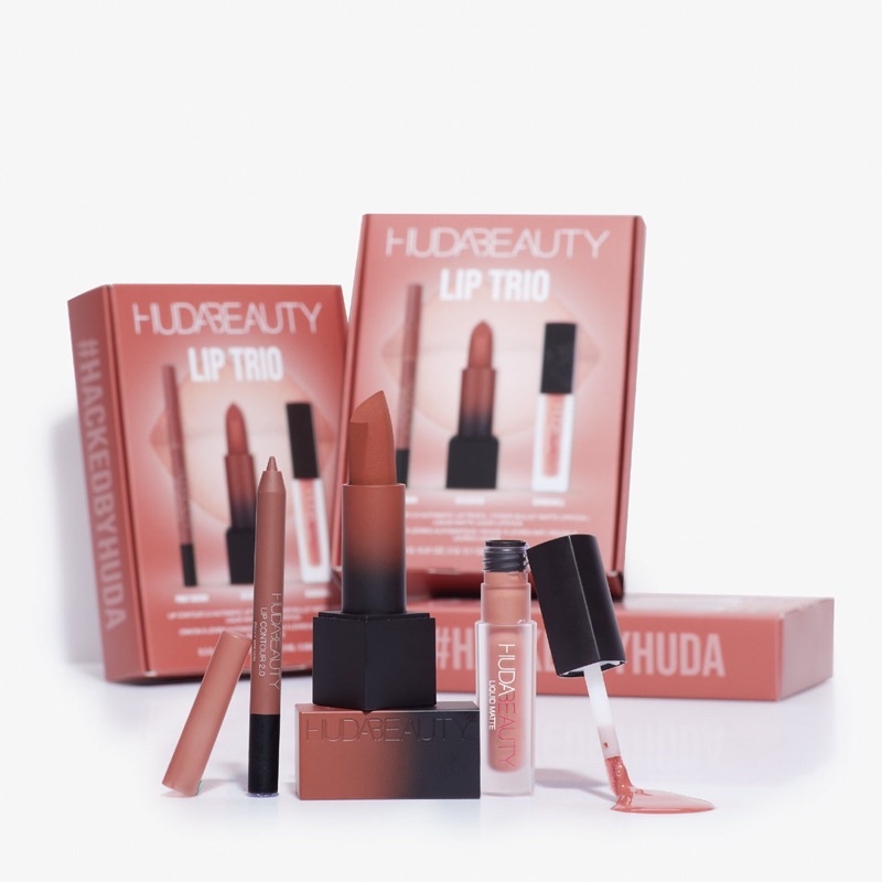 Set son 3 thỏi HUDA BEAUTY Bombshell Lip Trio Set