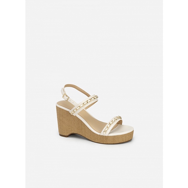 Vascara GIÀY ĐẾ XUỒNG QUAI NGANG PHỐI MẮT XÍCH - MÀU KEM