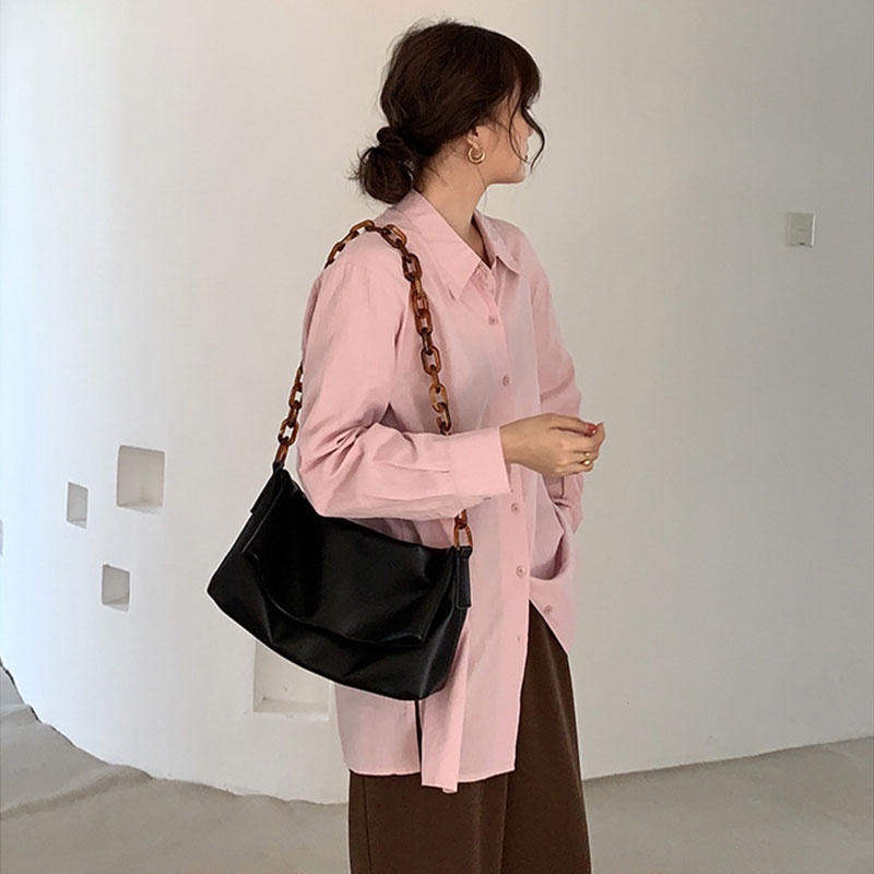 Mischa Túi Đeo Vai Bằng Da PU acrylic Sức Chứa Lớn Thời Trang Đi Làm