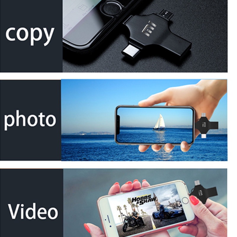 Đầu ĐọC Thẻ Nhớ Xiaomi 4 Trong 1 OTG usb 16gb 32gb 64gb Type-C / i / O / S / usb 1tb 2tb