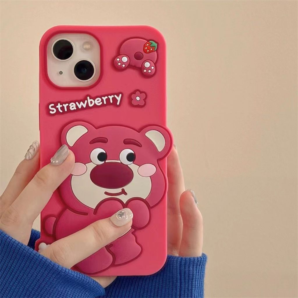Ốp Điện Thoại Hình Gấu Và Dâu Tây Cho iPhone 14 Pro Max iPhone 14 Pro iPhone 14 iPhone 13 Pro Max iPhone 13 iPhone 12