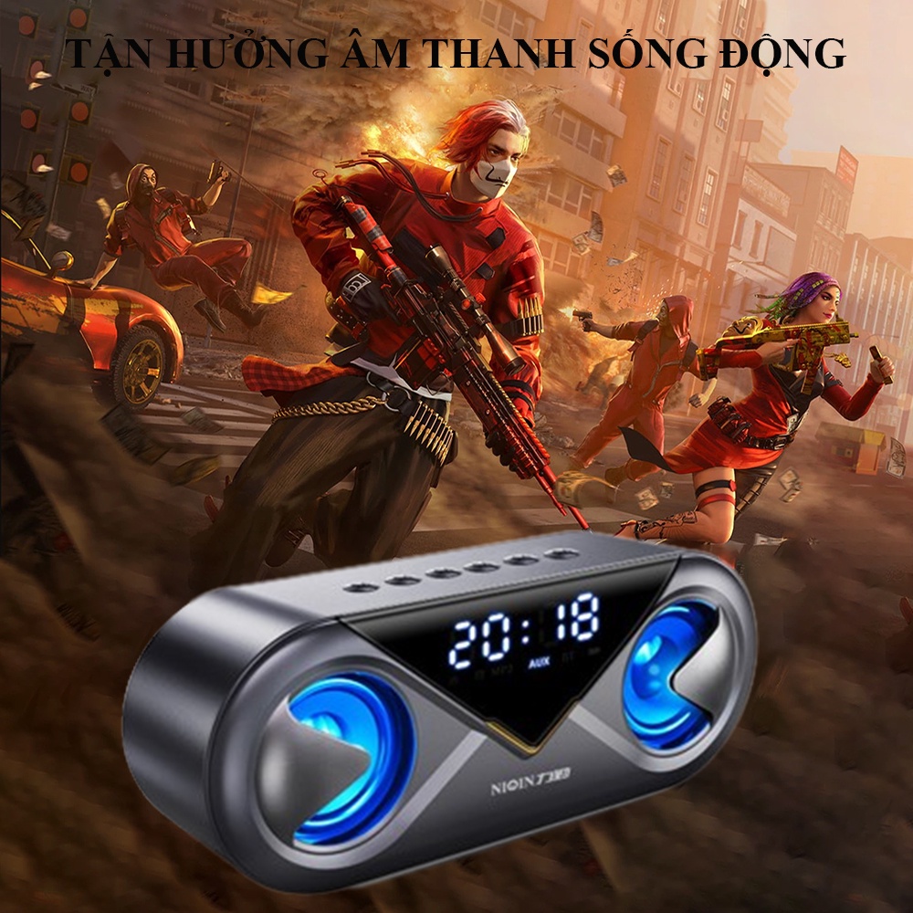 Loa bluetooth cao cấp không dây với  âm thanh siêu trầm ấm, tích hợp đồng hồ và báo thức kết hợp đèn led đa chuyển động. | BigBuy360 - bigbuy360.vn