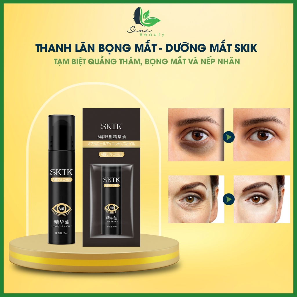 Thanh lăn bọng mắt SKIK - Thanh lăn SKIK hỗ trợ giảm quầng thâm mắt, tan bọng mắt, làm mờ nếp nhăn quanh mắt