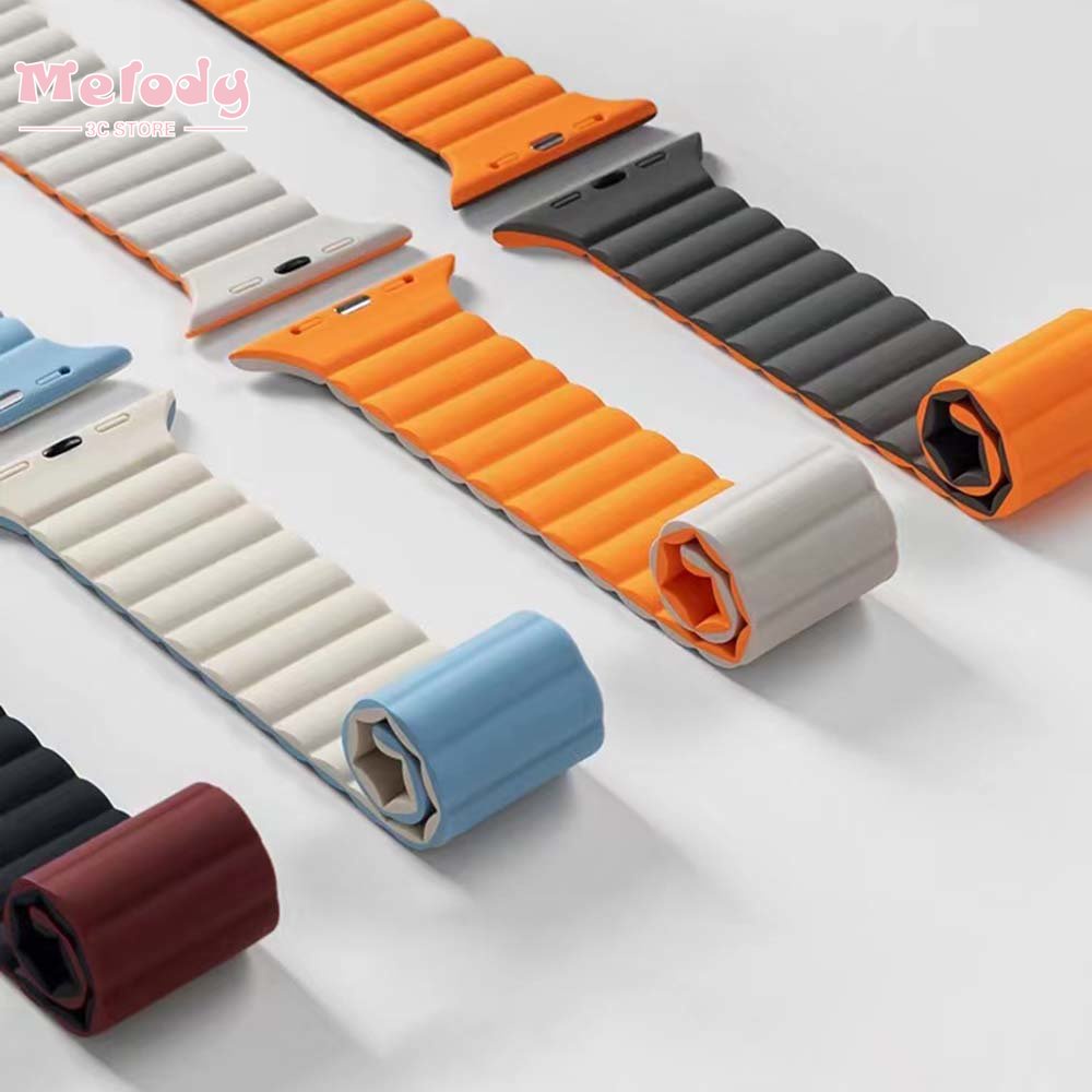 Dây Đeo Đồng Hồ Từ Tính Thông Minh Bằng Silicon Màu Kẹo Dành Cho iwatch 45 / 44 / 42 / 41 / 40 / 38mm 8 / 7 / 6