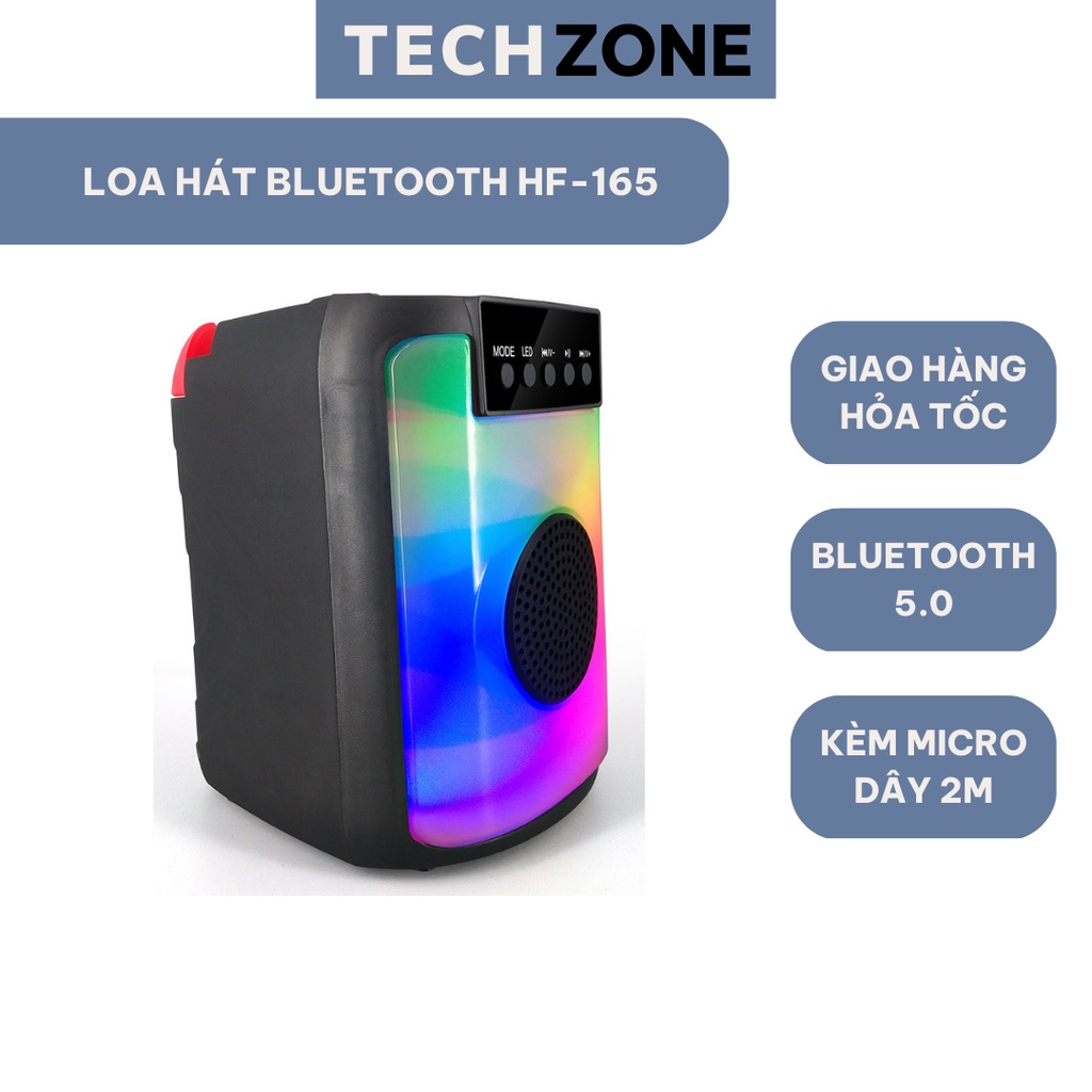 Loa Karaoke Bluetooth HF-165 Kèm 1 Micro Dây, Âm Thanh Siêu Hay, Thiết Kế Sang Trọng Nhỏ Gọn Tiện Lợi- Techzone
