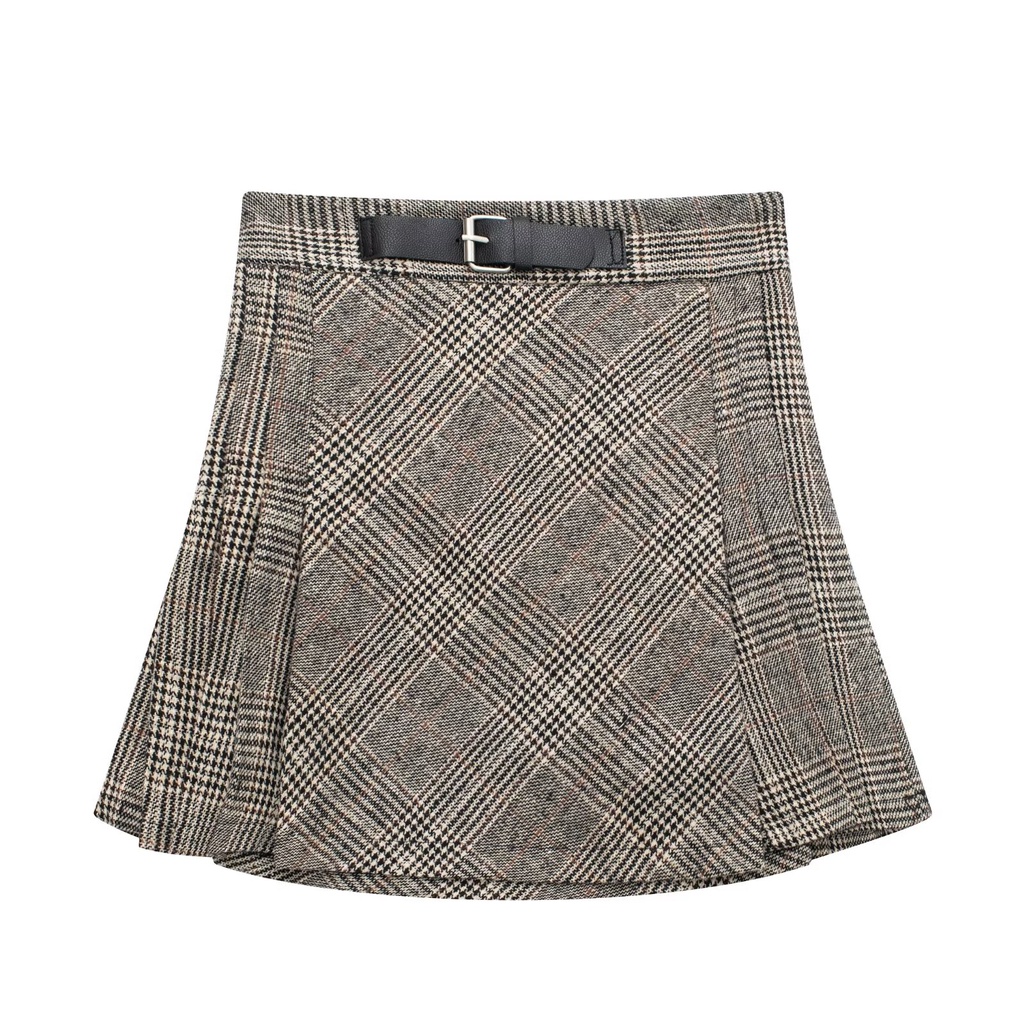 ZARA Áo Khoác Blazer Họa Tiết Sọc Caro Phong Cách Retro2761044061Chân Váy Xếp Ly Lưng Cao Phối Áo Thun Thời Trang Nữ Sành Điệu