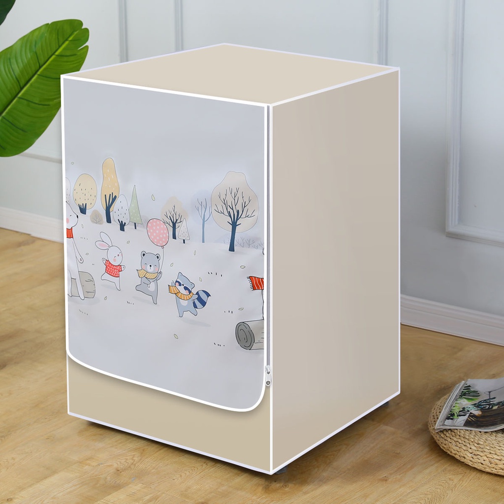 Tấm Vải Bọc Máy Giặt Chống Nắng / Bụi / Thấm Nước In Hoạt Hình Dễ Thương Tiện Dụng