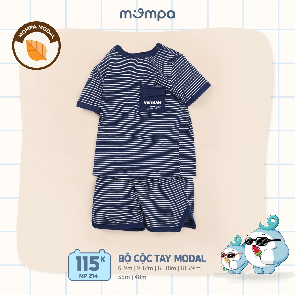 Bộ ba lỗ cho bé từ 6 tháng đến 4 tuổi Mompa chất vải modal 3 màu lựa chọn 215