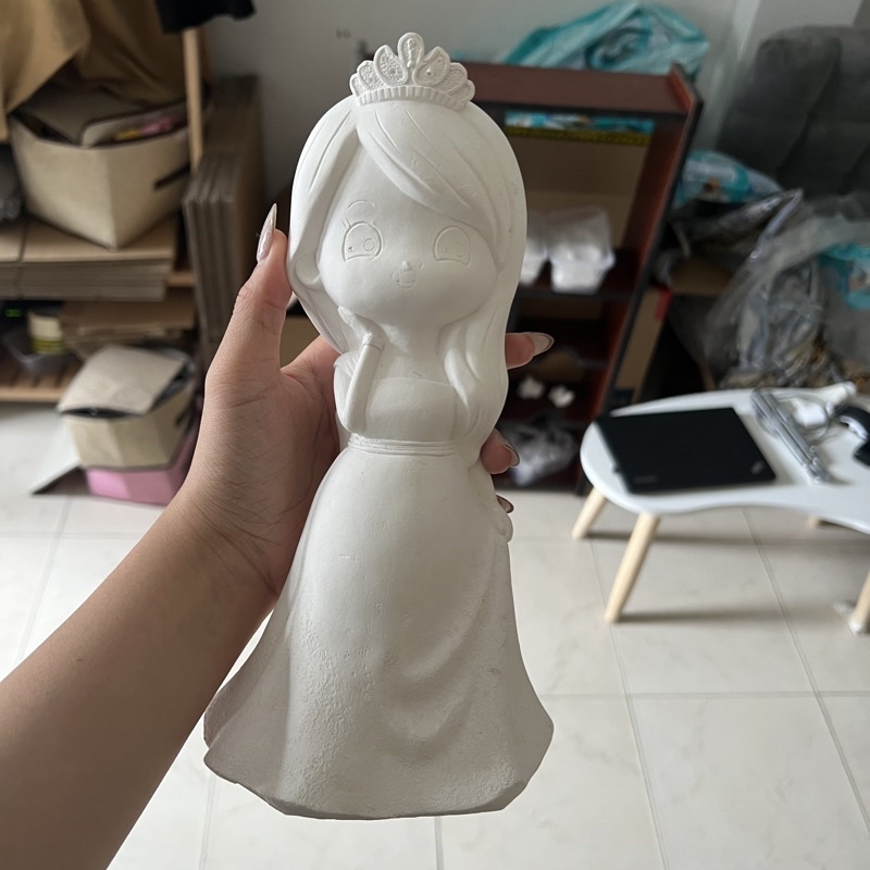 Tô Tượng Thạch Cao Màng Công Chúa Size Đại 18-24cm Kèm Màu Cọ Khay Pha Màu Tượng Thạch Cao Gấu Pooh