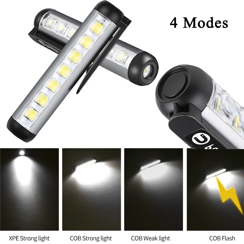 Đèn Pin Cầm Tay COB XPE XPE 4 Chế Độ Chống Thấm Nước Siêu Sáng Đa Năng Kèm Kẹp Và Sạc USB Tiện Dụng Mang Theo Du Lịch / Cắm Trại