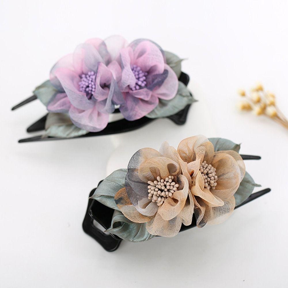 NICKOLAS Kẹp Tóc Càng Cua Hình Hoa Bằng Acrylic Phong Cách Vintage Đơn Giản Cho Nữ Giá Đỡ