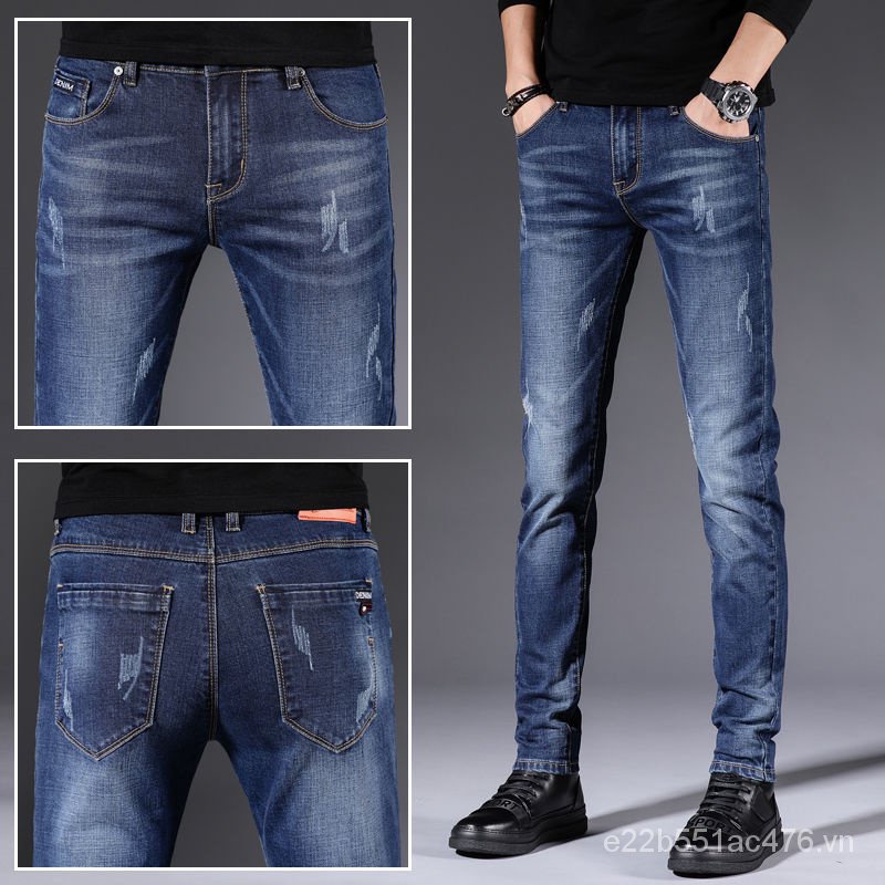 Quần Jeans Dài Rách Gối Thời Trang Hàn Quốc Mới Cho Nam
