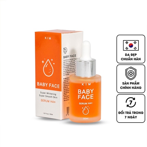 Serum KIM BABY FACE HA+, dưỡng trắng da mặt, sạch mụn, mờ nám, tàn nhang 30ml | BigBuy360 - bigbuy360.vn