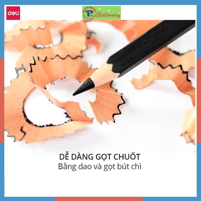 Bút chì cao cấp 2B- 6B Deli - 12 cây/hộp, nét đậm không gãy- 7084/6836/6846/6848