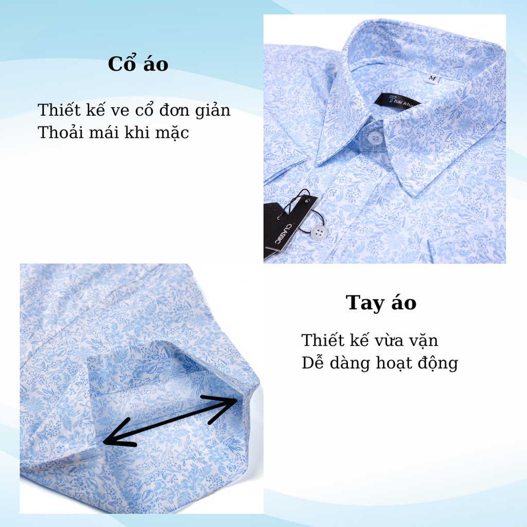 Áo sơ mi nam trung niên ngắn tay Thái Khang cao cấp vải cotton mềm form rộng classic AHOP15