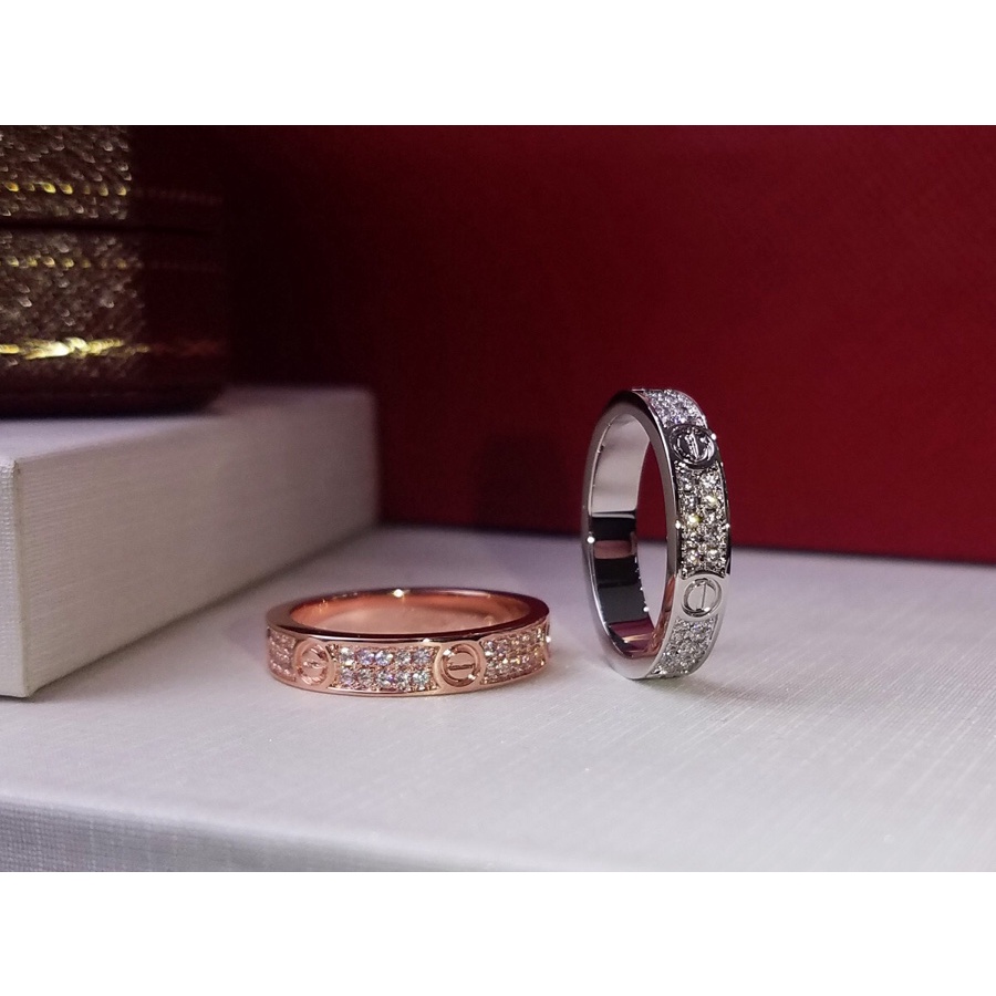 Nhẫn Cặp Mạ Vàng Hồng 18K Đính Kim Cương Nhân Tạo