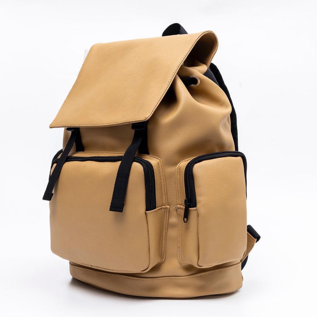 Balo Chất Liệu Da Đi Học Đi Chơi Unisex Chống Nước Backpack Gonz Màu Vàng - Balo 10 Màu Vàng